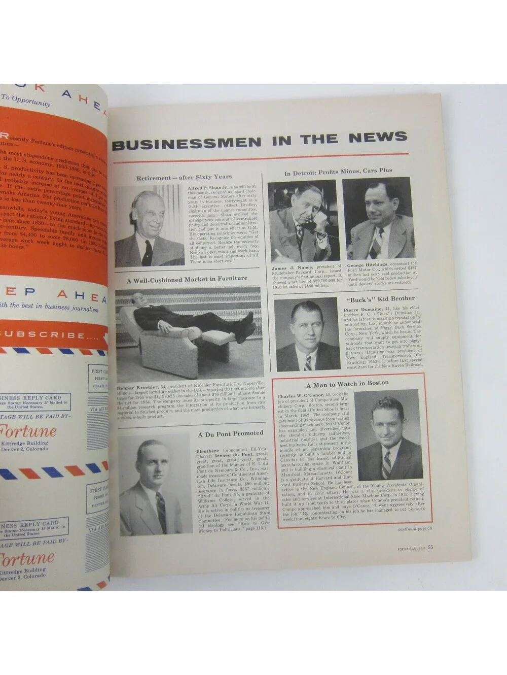 Vintage FORTUNE Magazine May 1956 Chrysler, Ford, General Motors, Oldsmobile Ads
